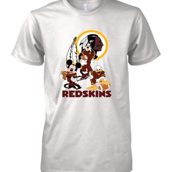 Mickey Donald Goofy Redskins Football Team NFL Crossover Funny Fan T-Shirt 166 - Picture 1 of 5